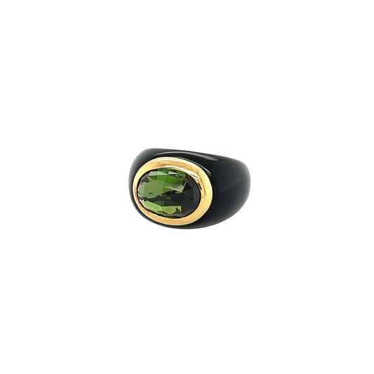 Peridot Black Onyx Bombe Ring