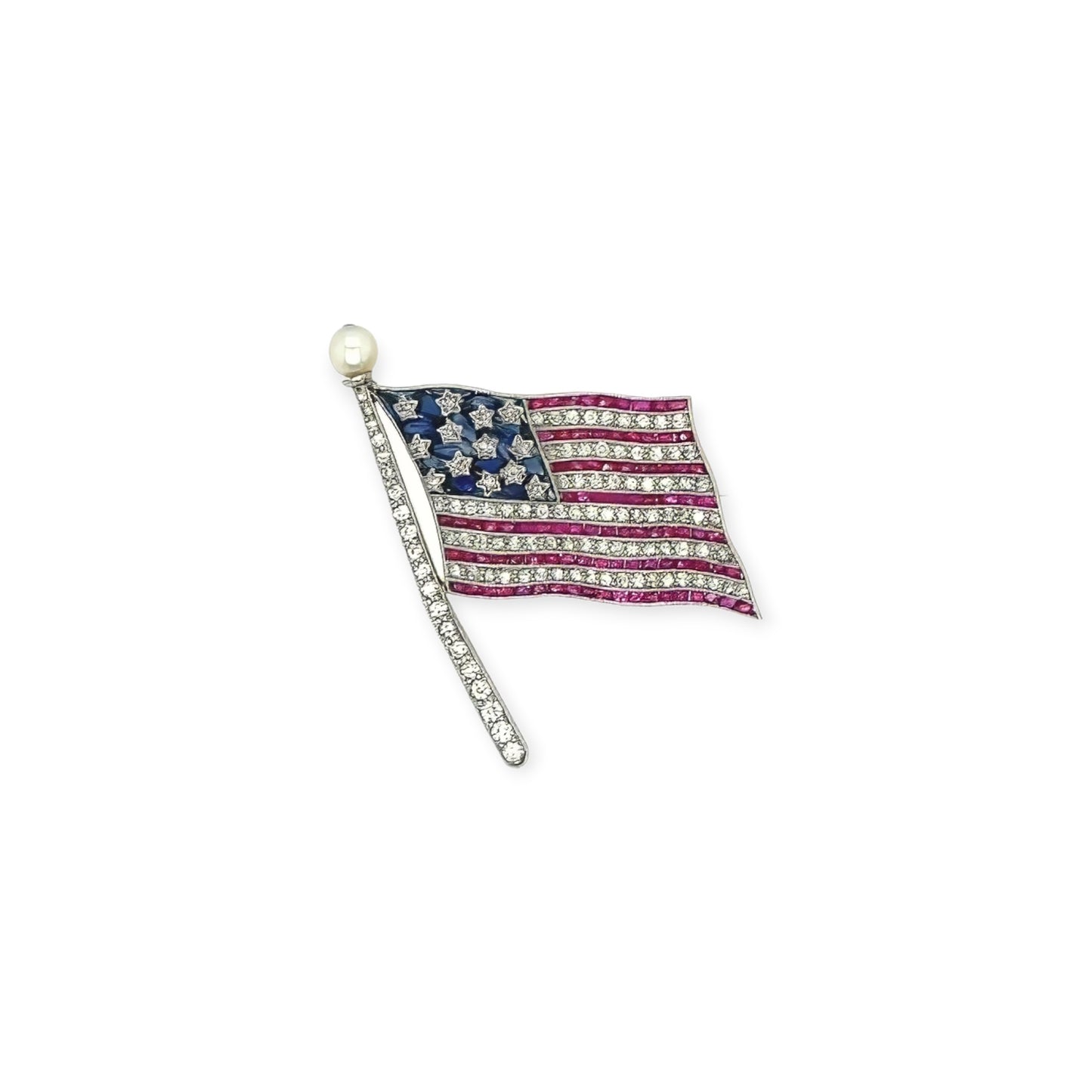 Art Deco Multi Gem American Flag Brooch