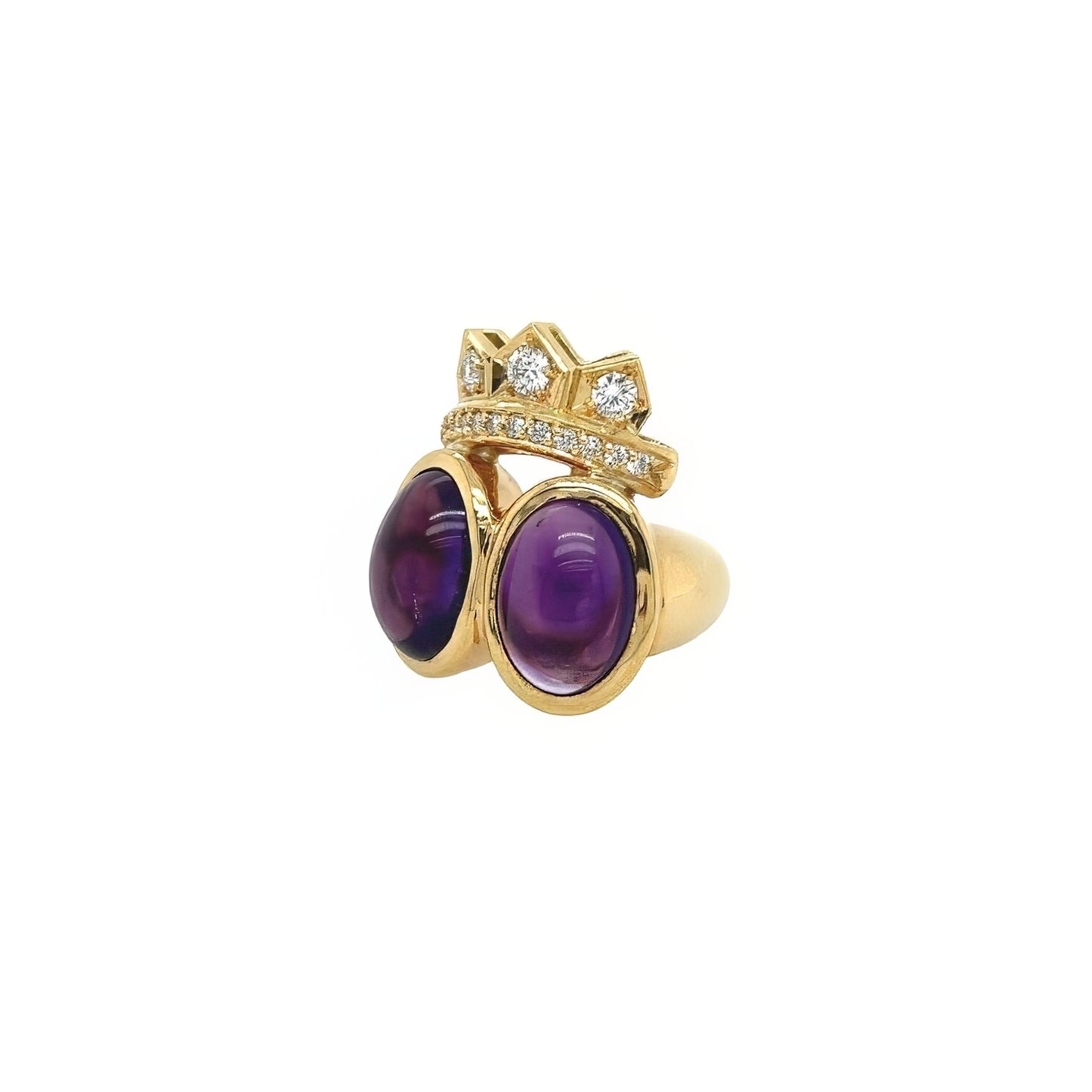 Gold Amethyst Diamond Crown Ring