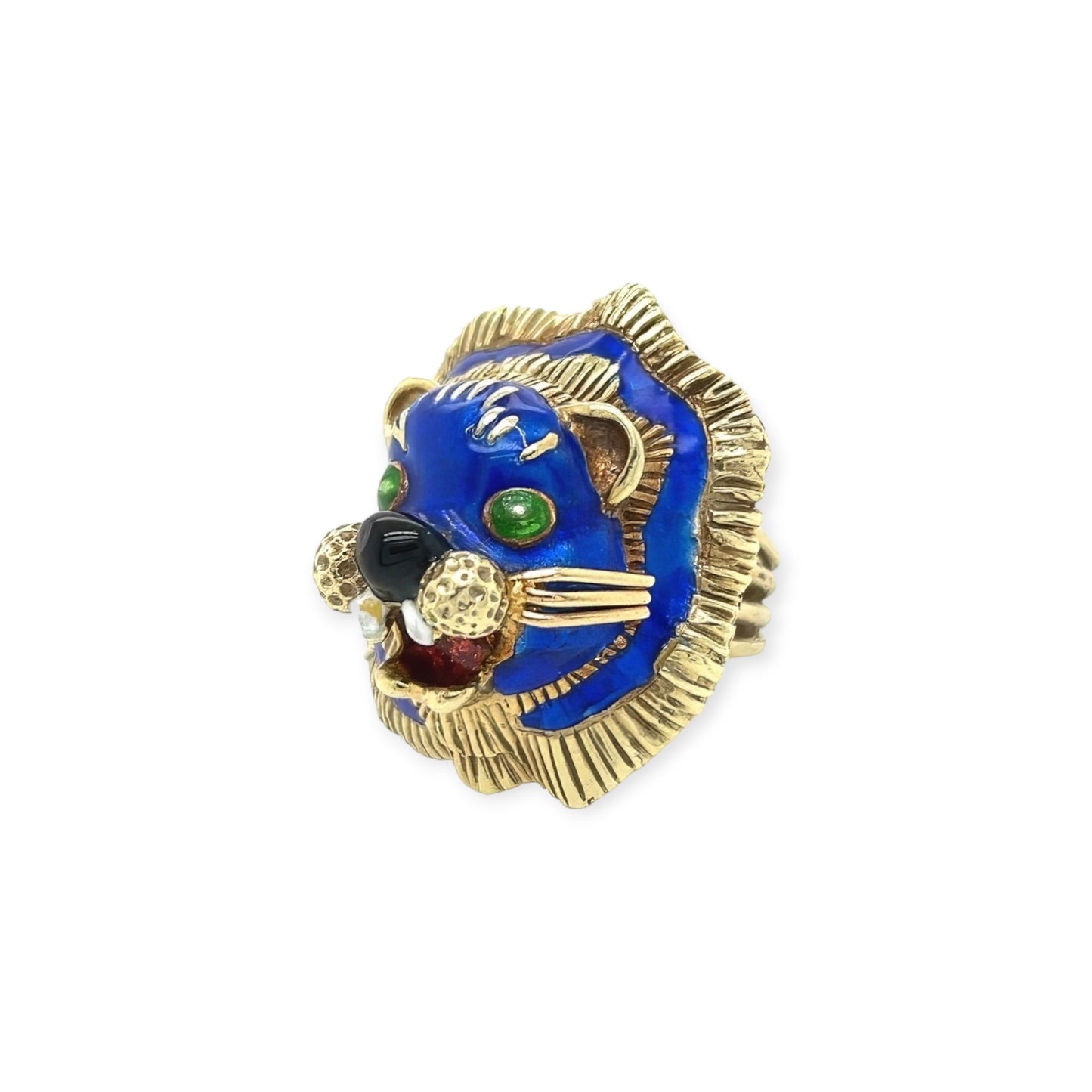 Martine Enamel Lion Head Gold Ring