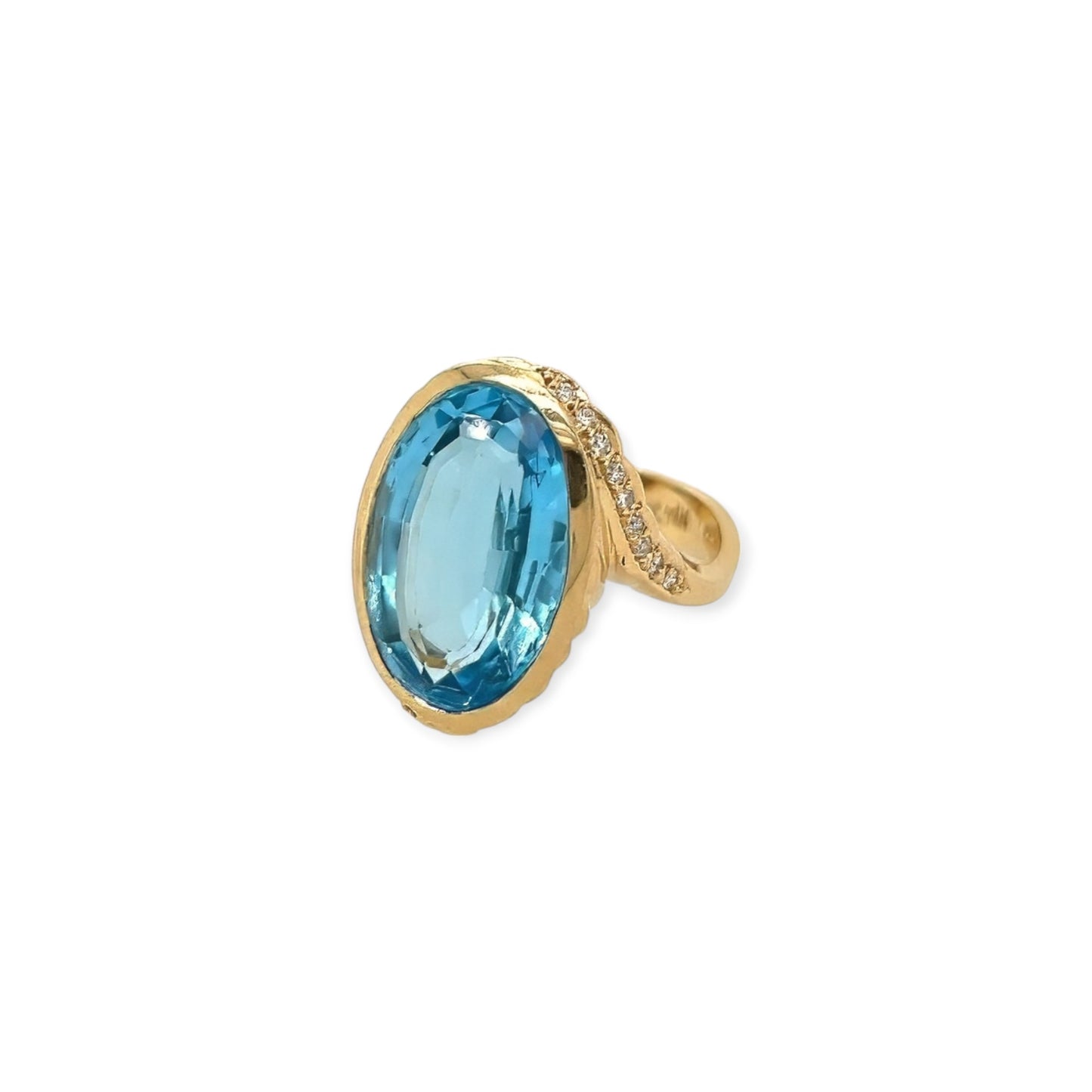 Oval Blue Topaz Diamond Ring