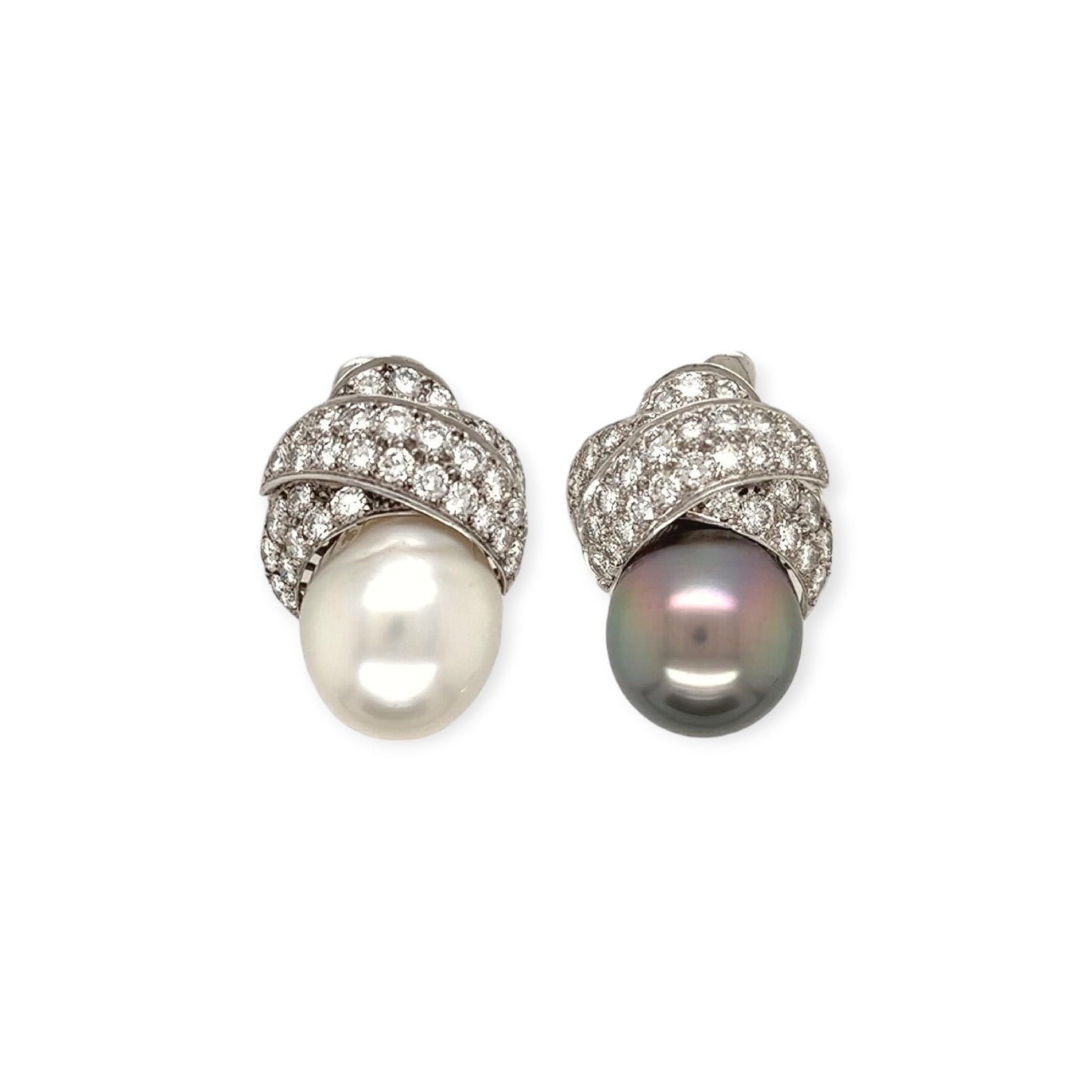 Tahitian Pearl Diamond Turban Earrings