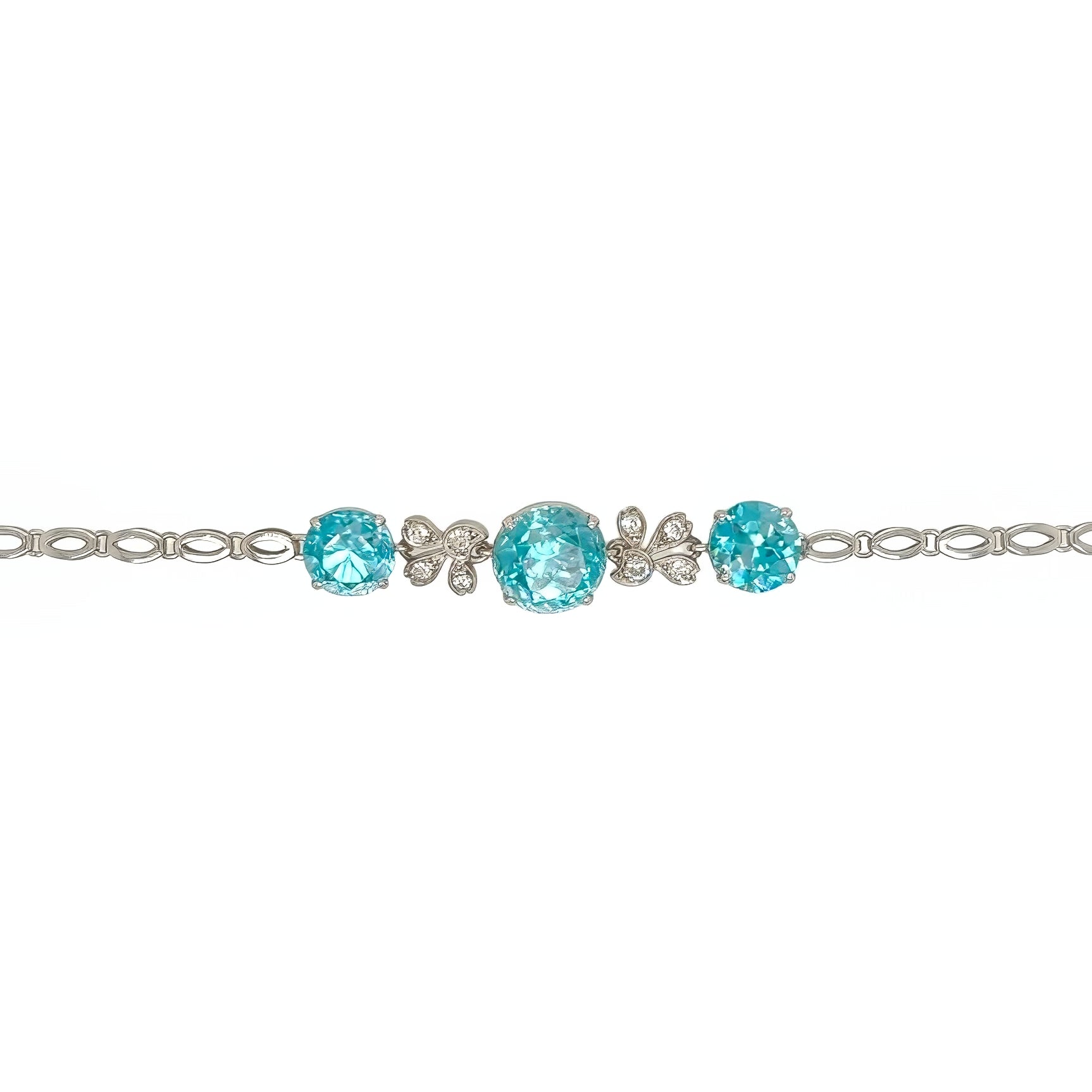 Blue Zircon Diamond White Gold Set