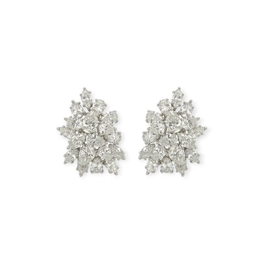 Platinum Diamond Cluster Earrings