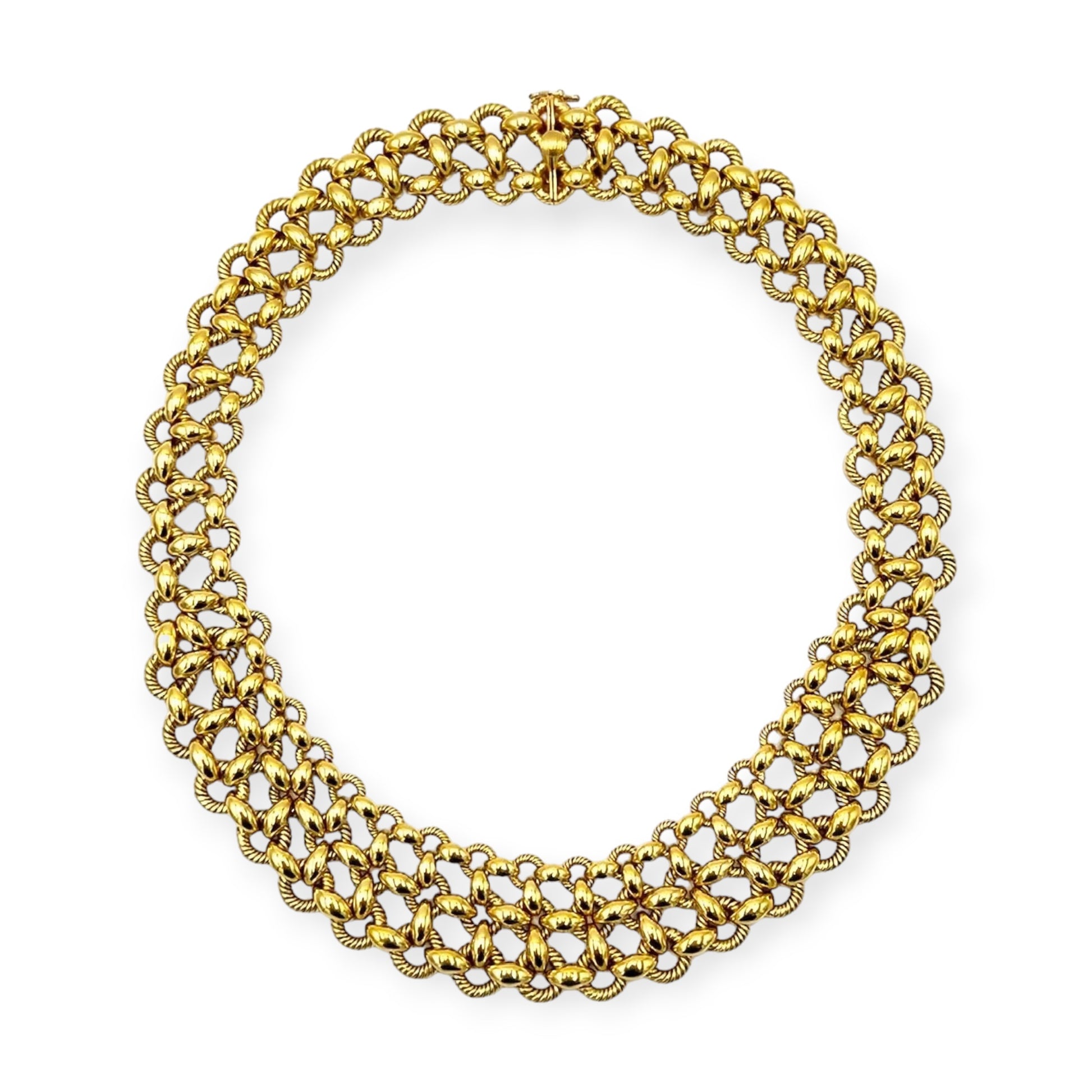 Vesco Gold Mesh Bib Necklace