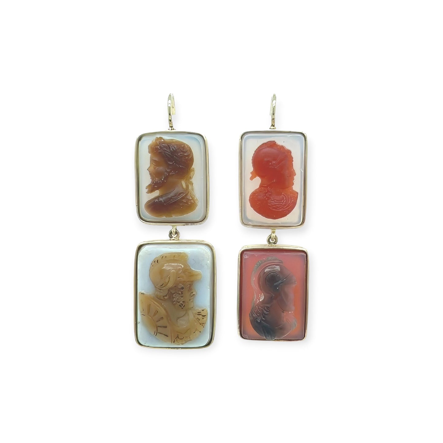 Agate Cameo Pendant Earrings