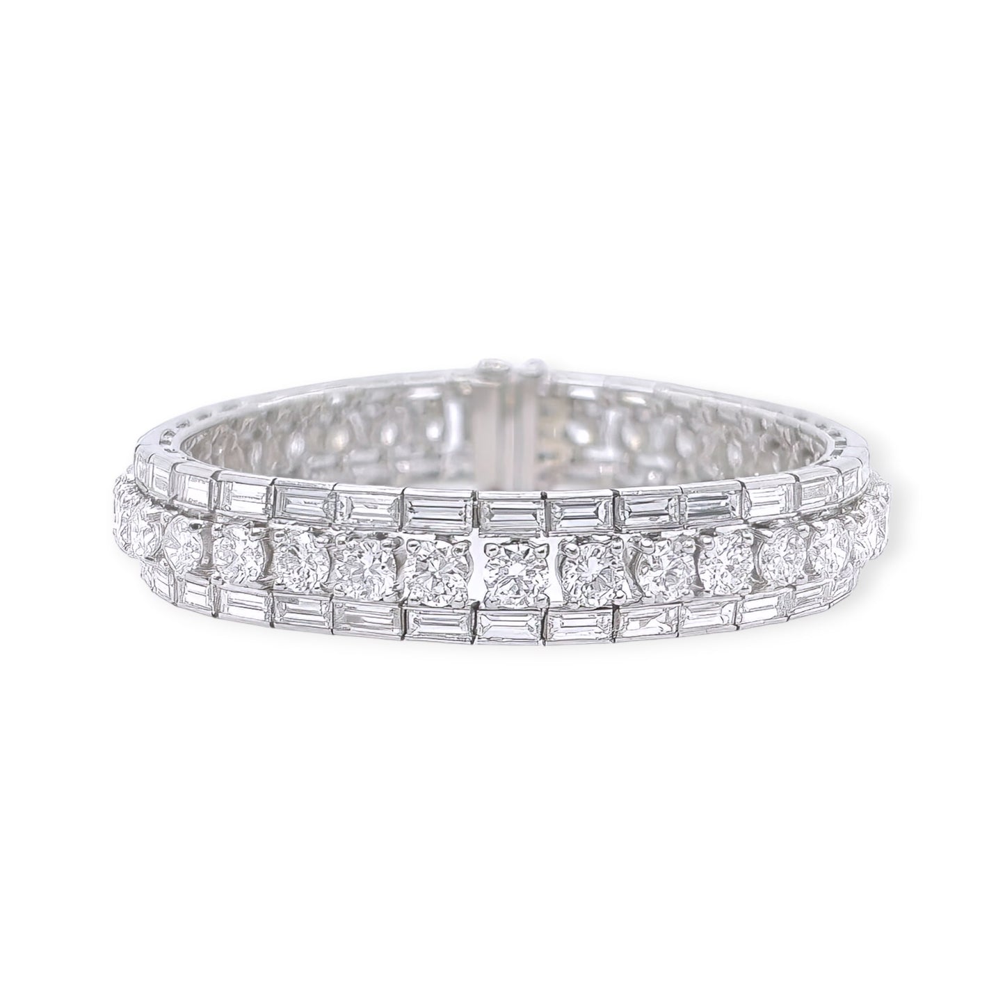 1950s Platinum Diamond Straightline Bracelet