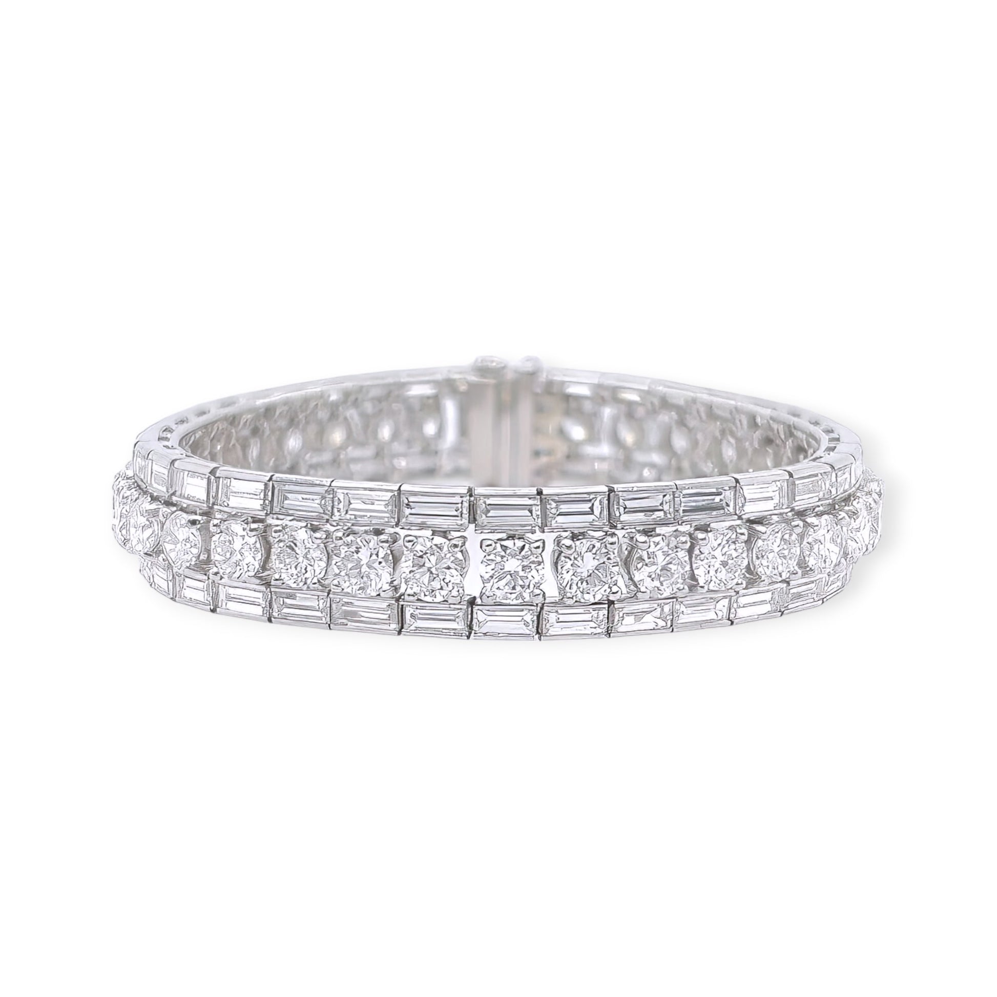 1950s Platinum Diamond Straightline Bracelet