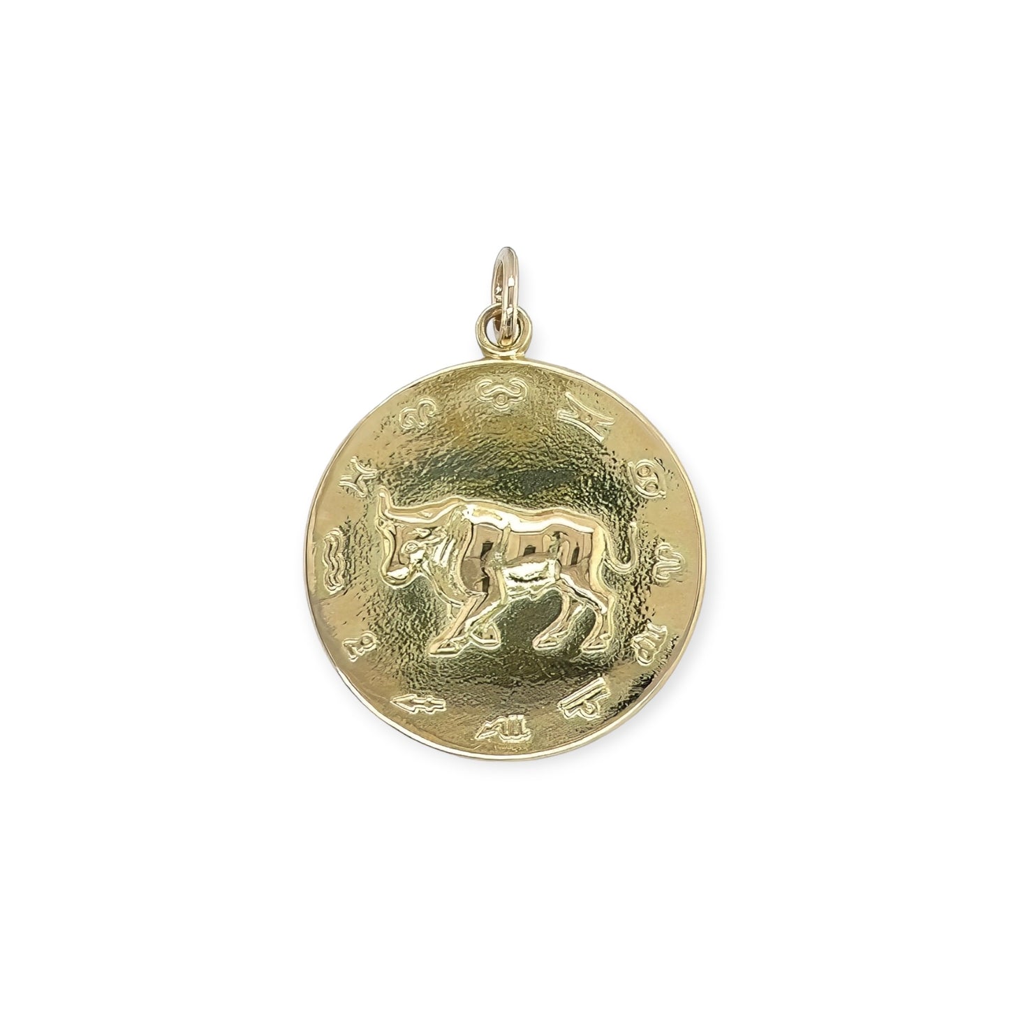 Taurus Zodiac Gold Disc Pendant Charm