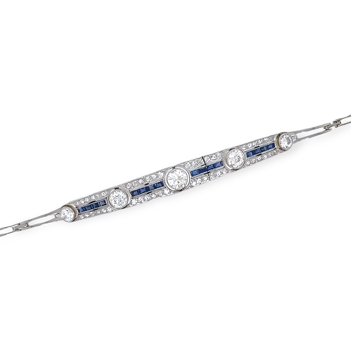 Antique Sapphire Diamond Platinum Gold Bracelet