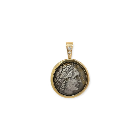 Ancient Coin Gold Diamond Pendant