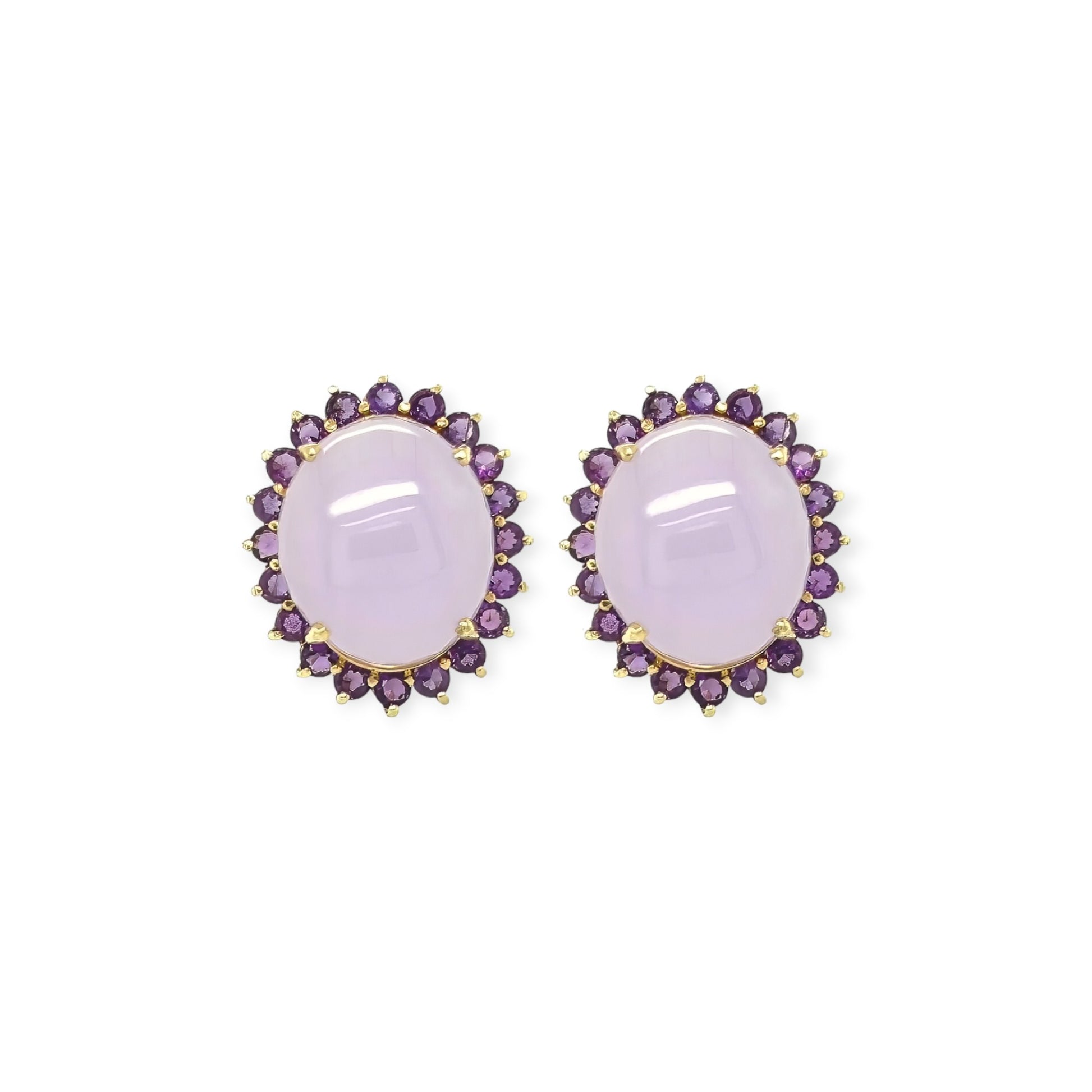 Oval Lavender Jade Amethyst Earrings