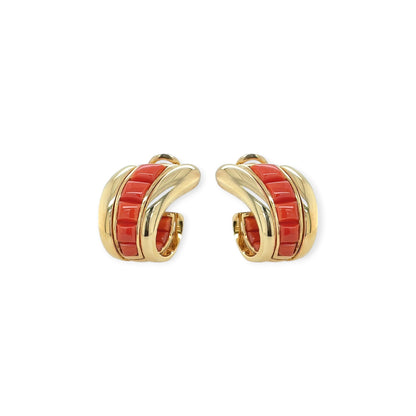 Verdura Coral Gold Earrings