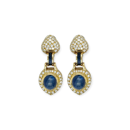 Cabochon Sapphire Diamond Drop Earrings