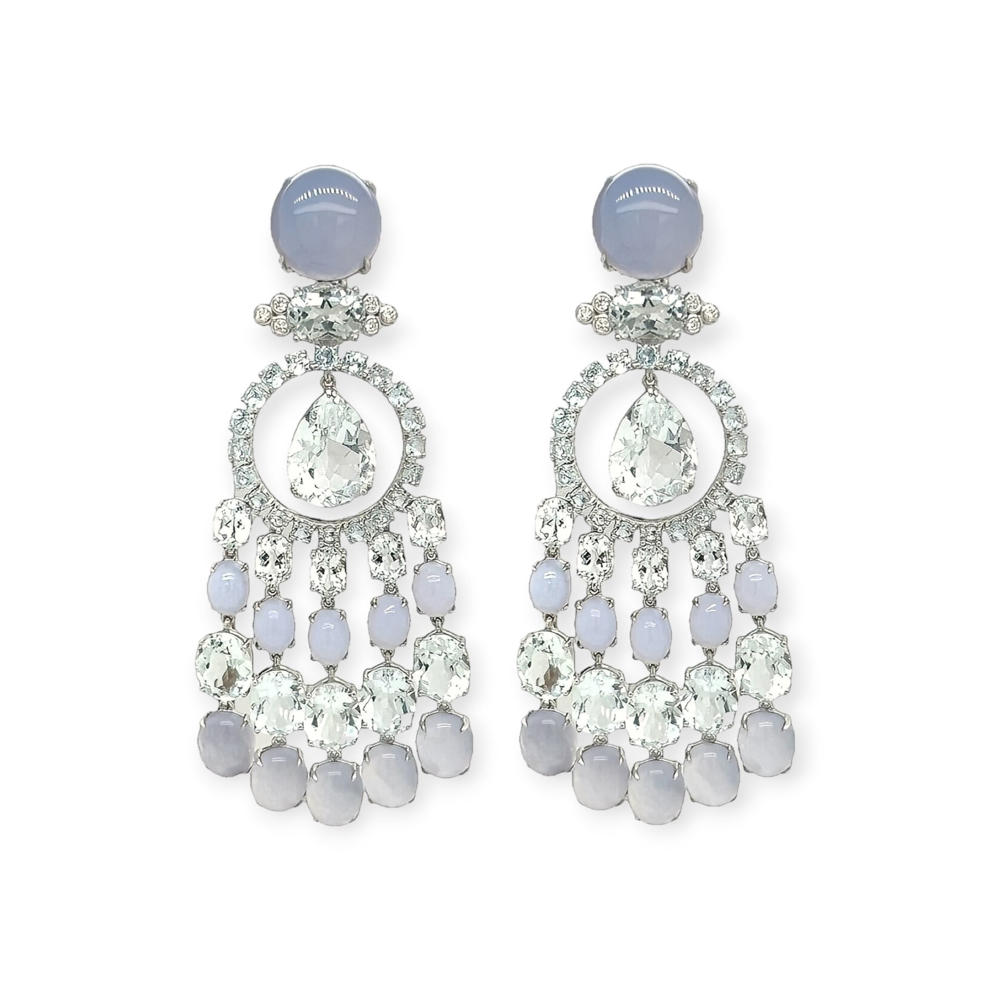 Blue Multi Gem Diamond Chandelier Earrings