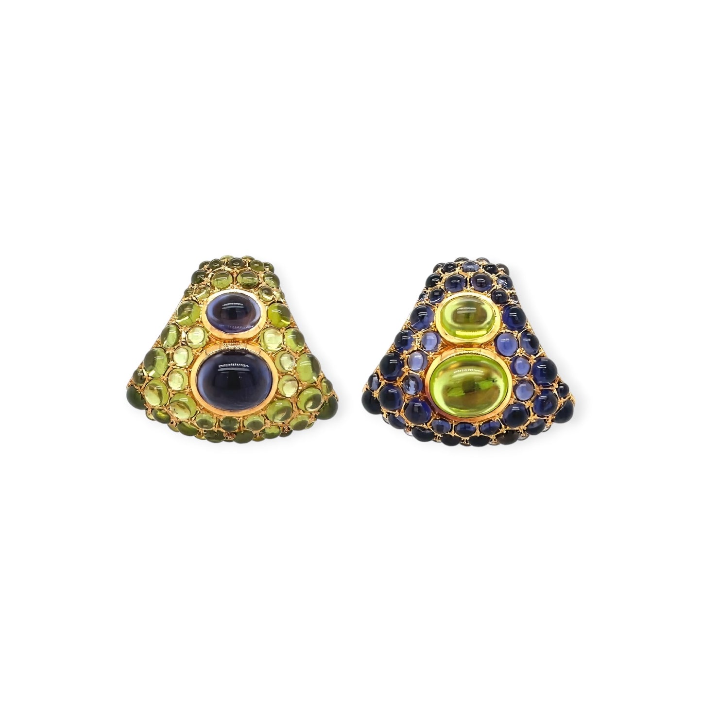 Herz Belperron Peridot Iolite Earrings