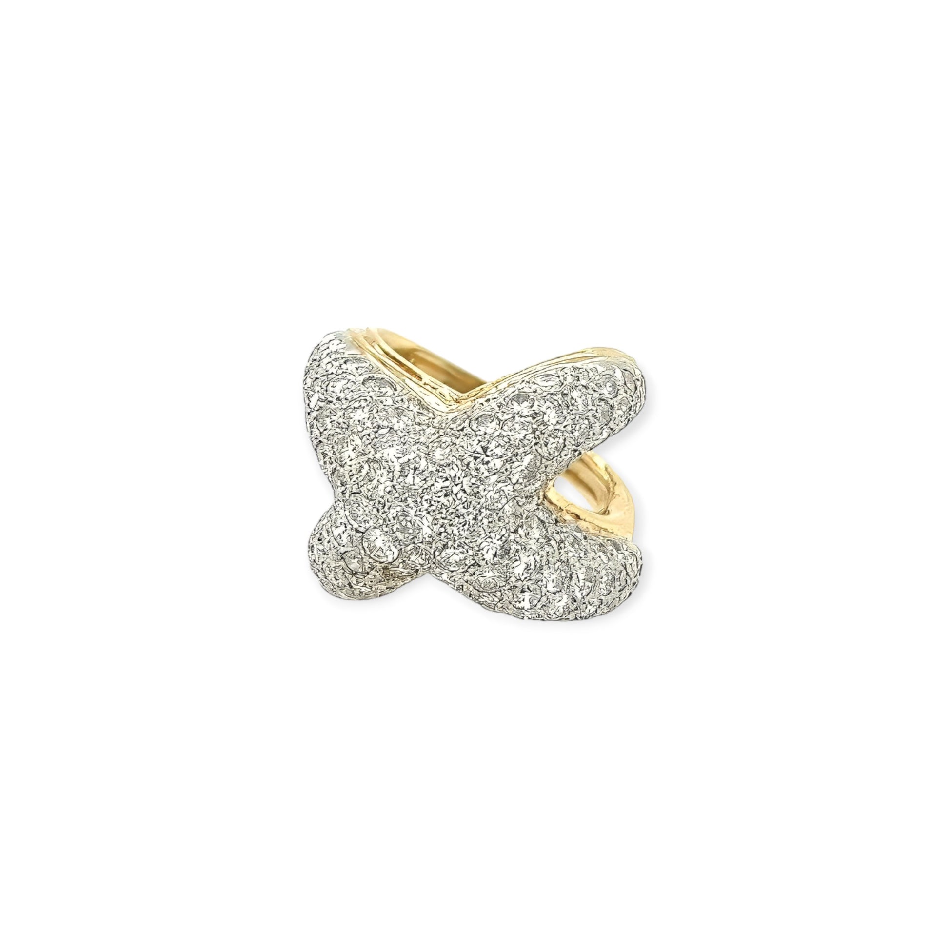 Gold Diamond Bombe "X" Ring