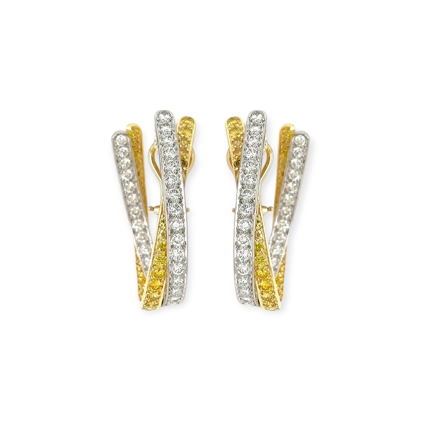 Graff Yellow Diamond and Diamond Hoop Earrings