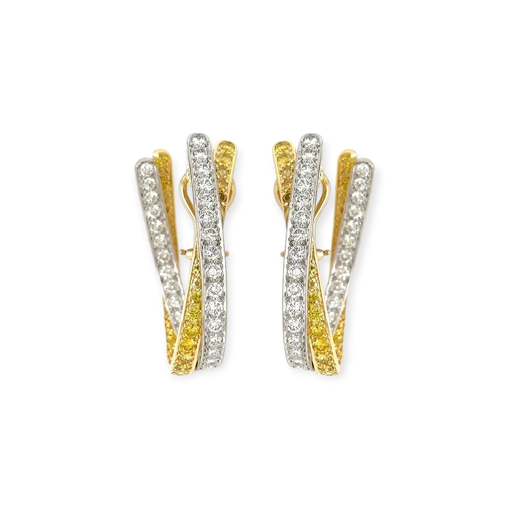 Graff Yellow Diamond and Diamond Hoop Earrings