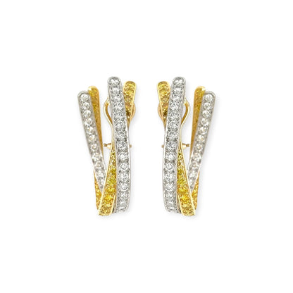 Graff Yellow Diamond and Diamond Hoop Earrings