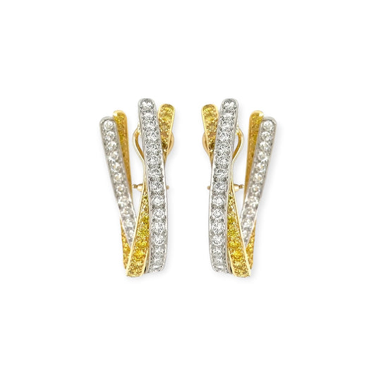 Graff Yellow Diamond and Diamond Hoop Earrings