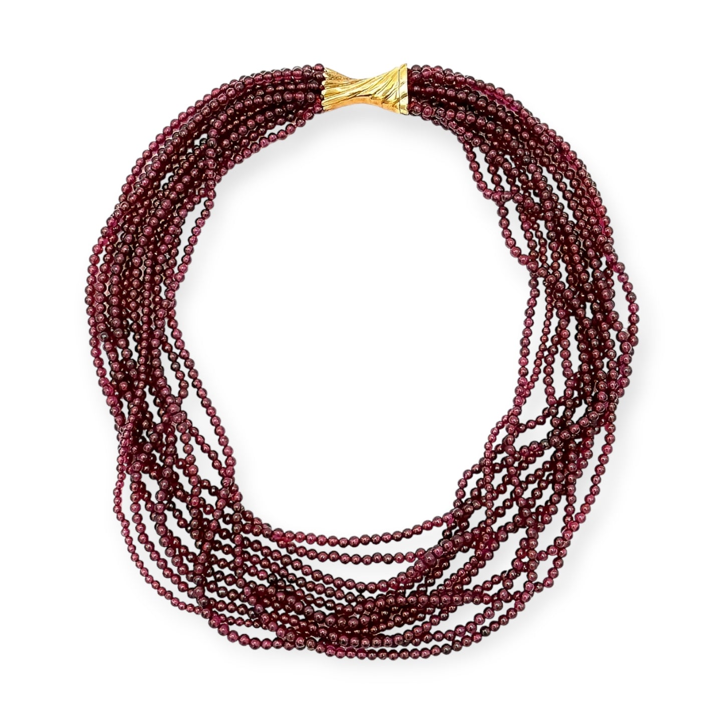 Gold Garnet Torsade Necklace