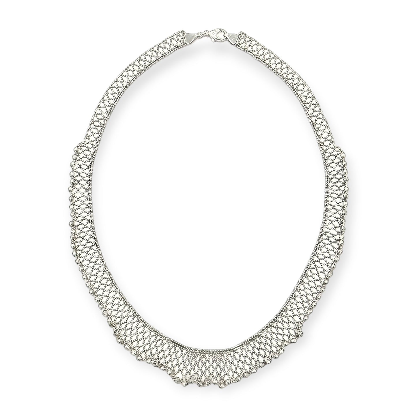 Platinum Ruffled Mesh Necklace