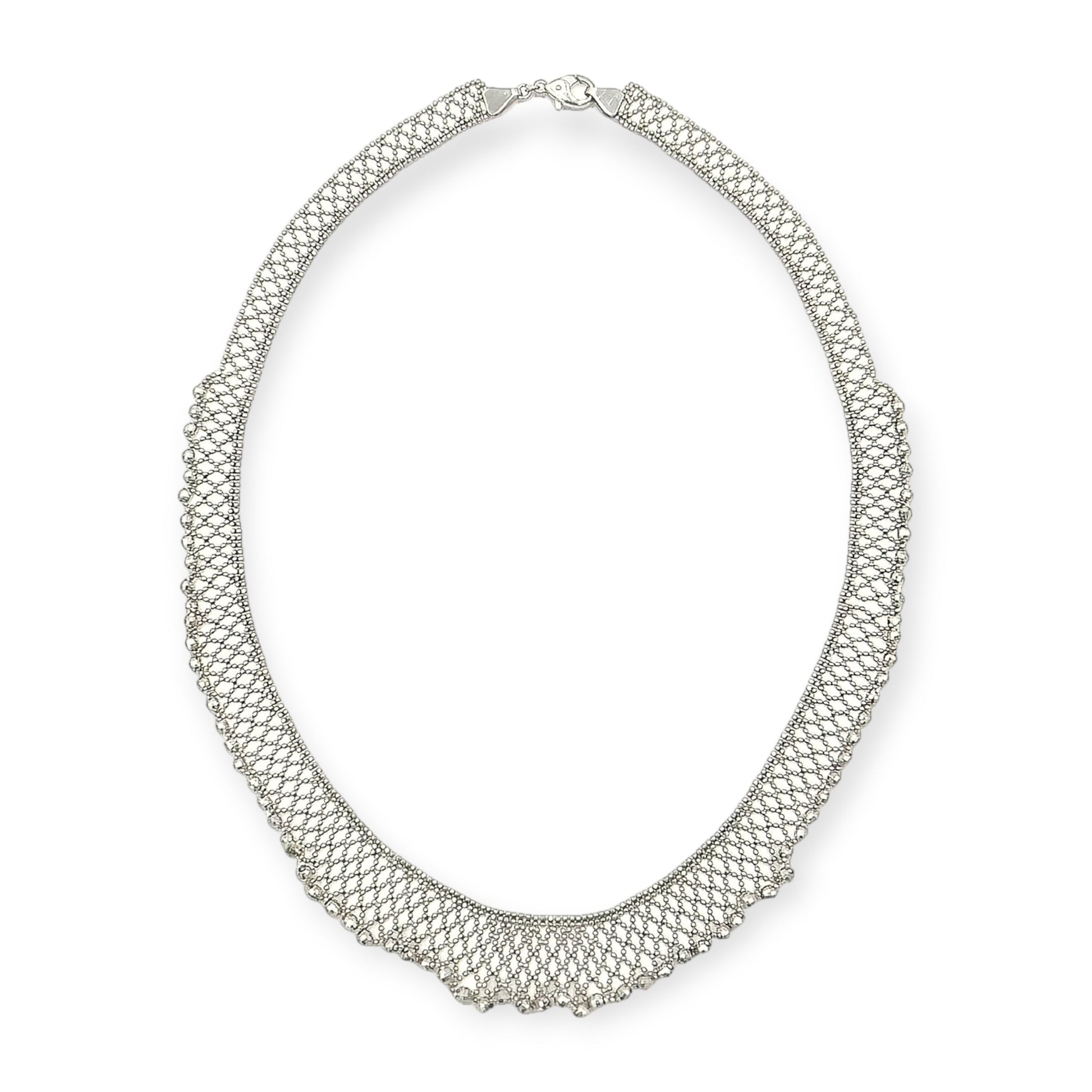 Platinum Ruffled Mesh Necklace