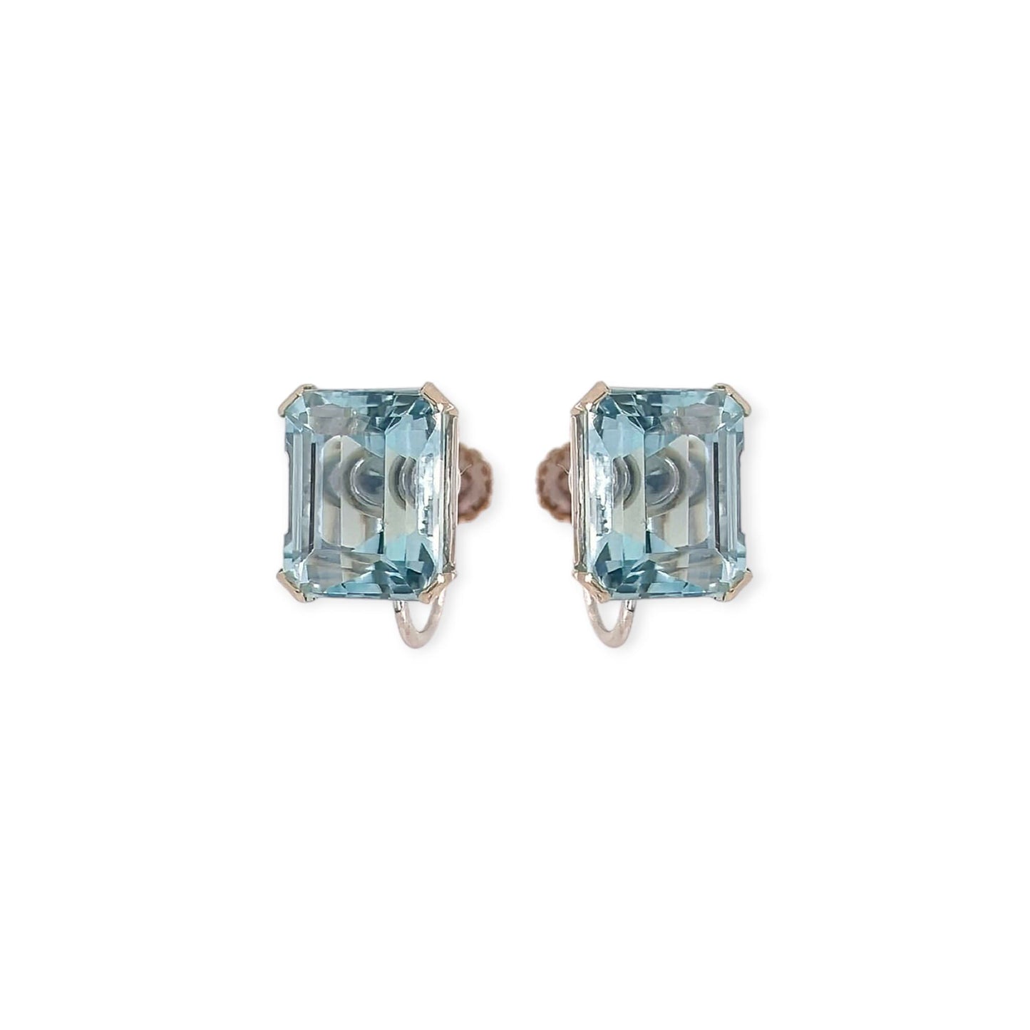 Emerald Cut Aquamarine Earrings