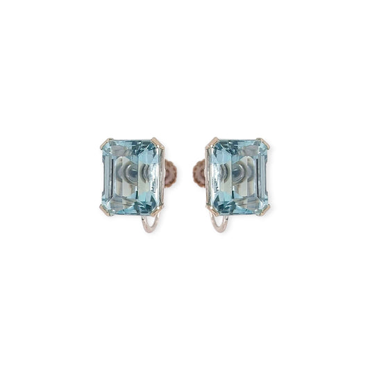 Emerald Cut Aquamarine Earrings