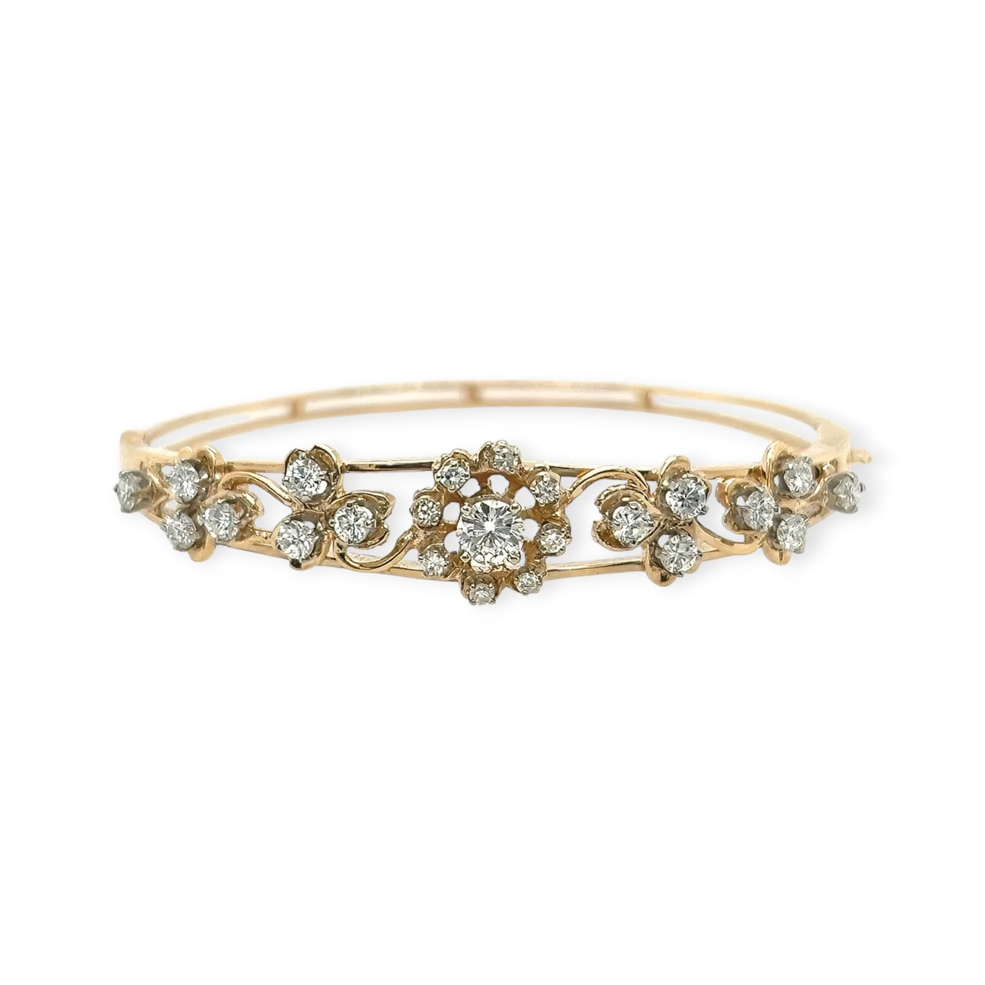 Gold Diamond Floral Openwork Bracelet