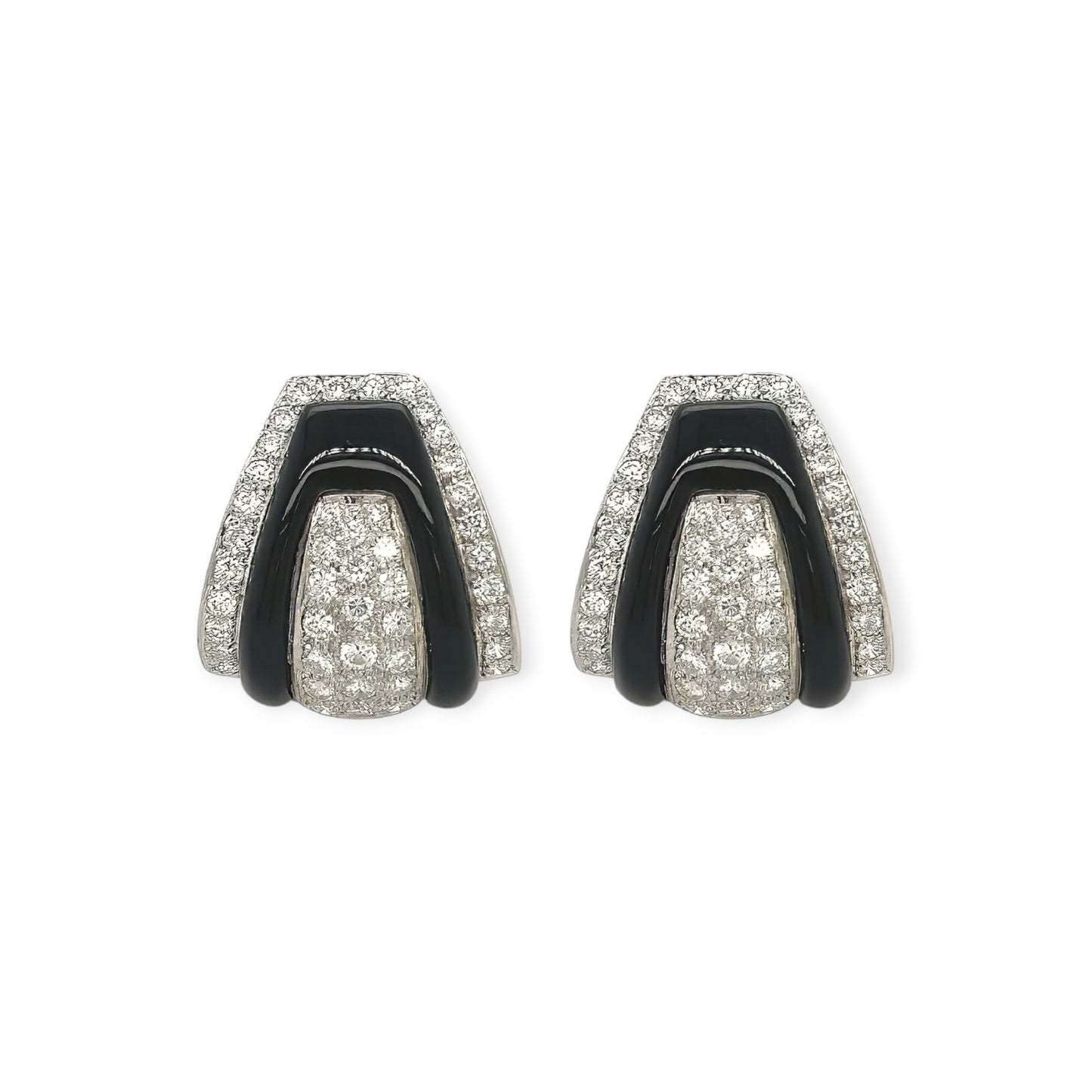 Black Onyx Diamond Bombe Earrings