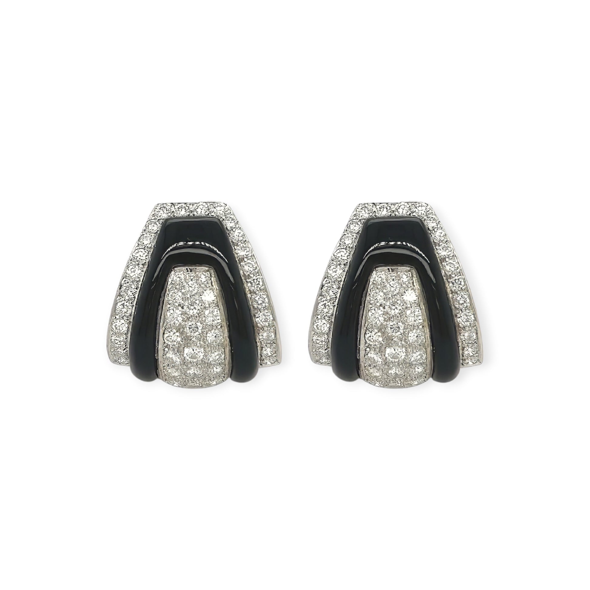 Black Onyx Diamond Bombe Earrings