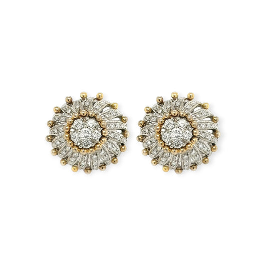 Gold Diamond Cluster Spiral Earrings