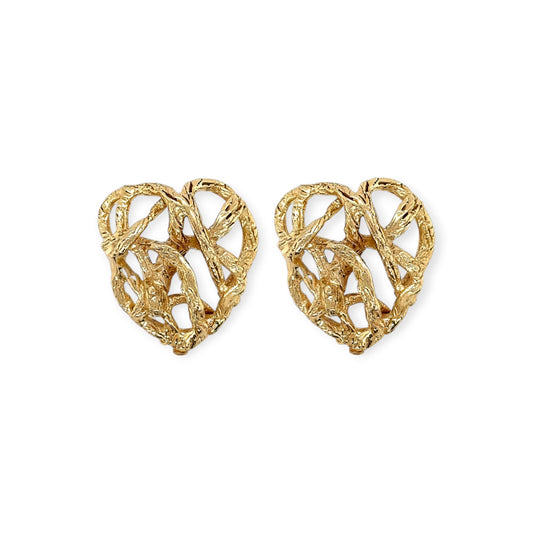 Abstract Textured Gold Openwork Earrings