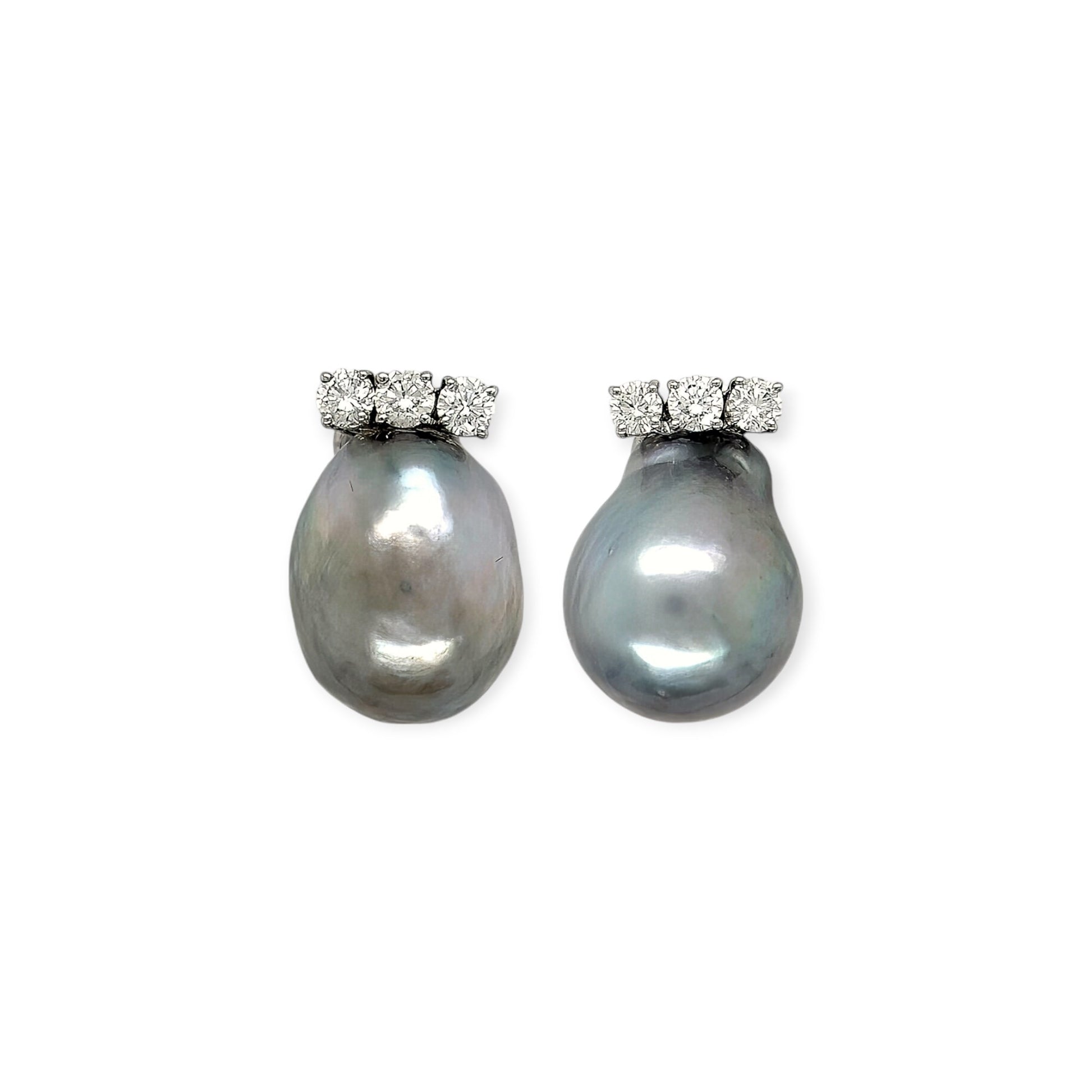 Baroque Tahitian Pearl Diamond Earrings