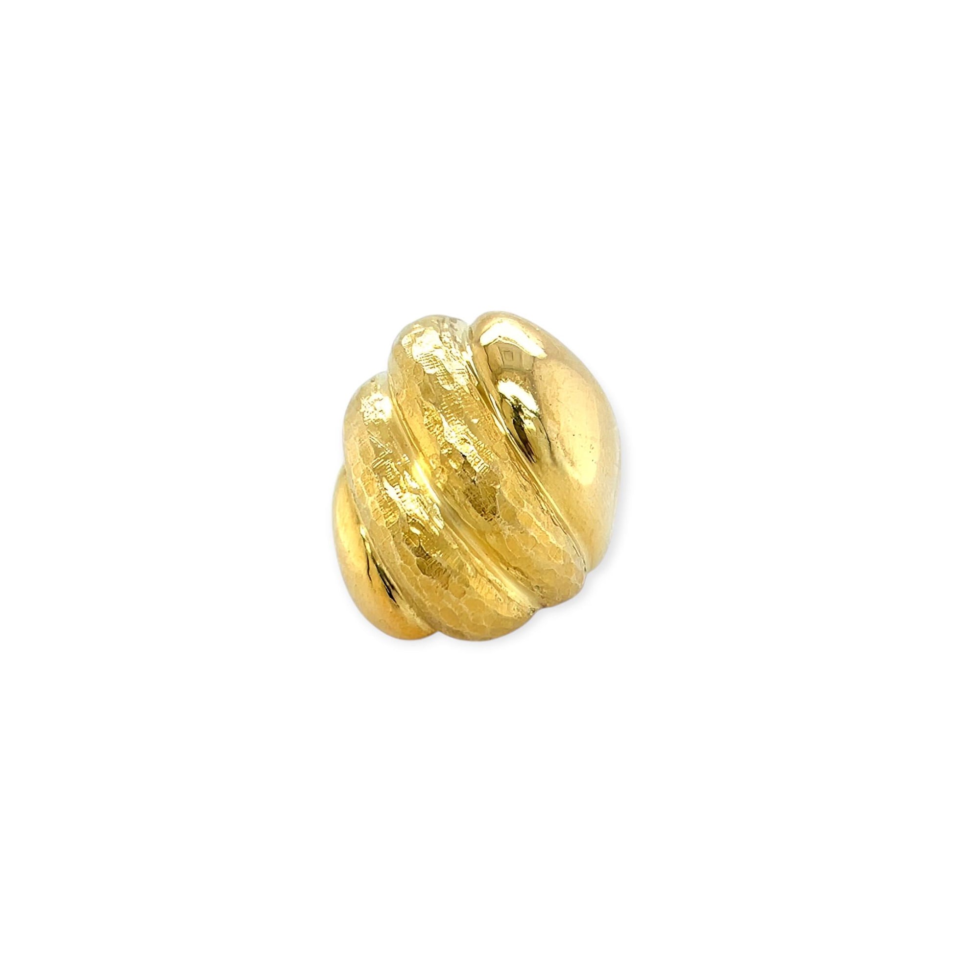 Brushed Hammered Gold Bombe Ring