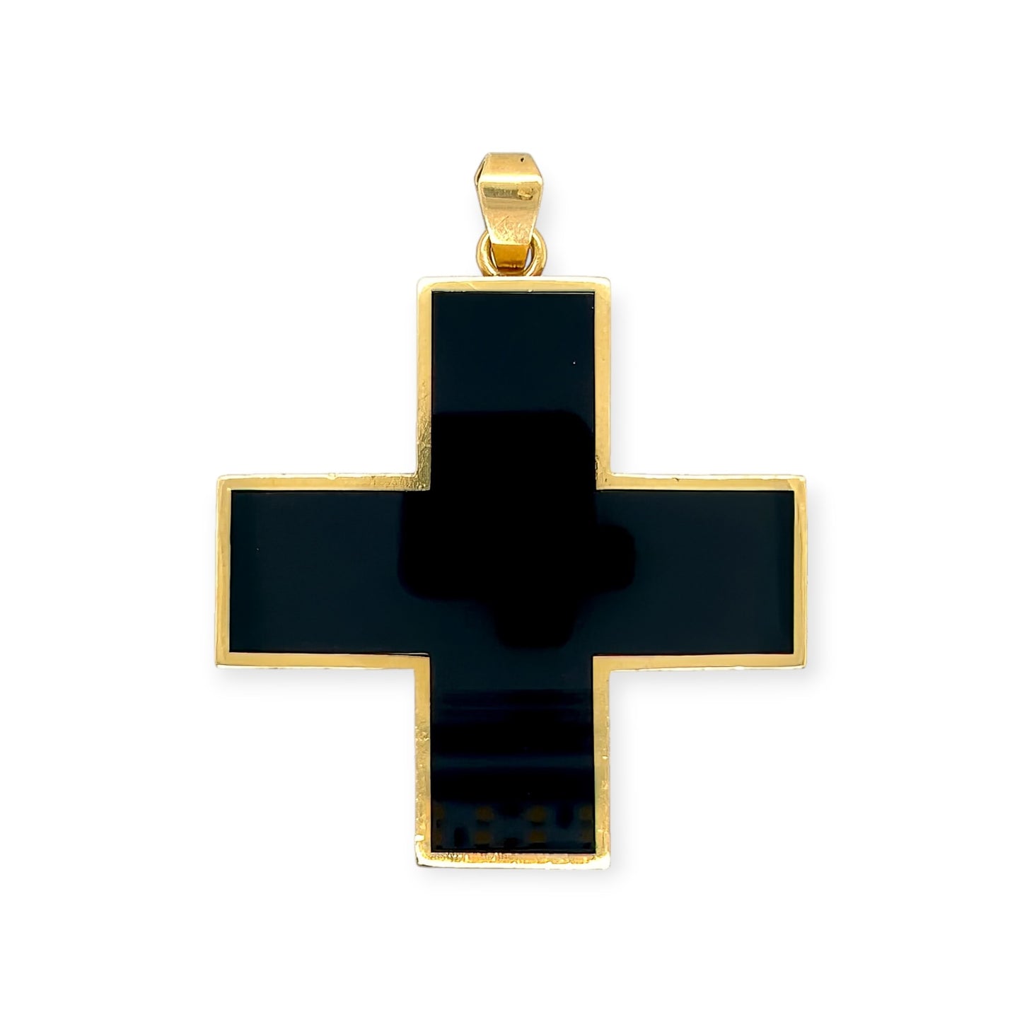 Greek Cross Black Onyx Gold Pendant