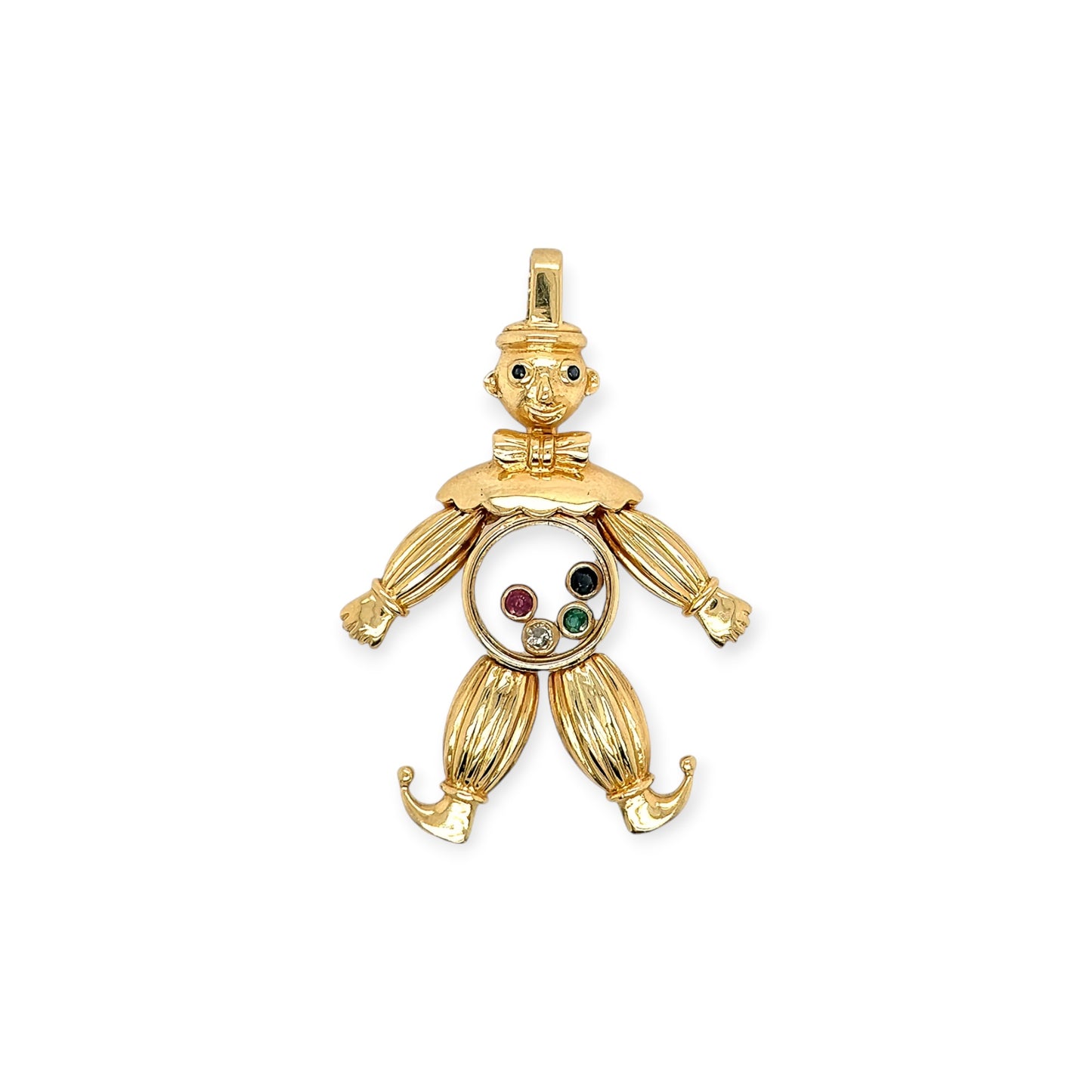 Gold Multi Gem Clown Pendant