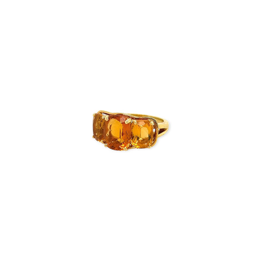 Citrine Three Stone Gold Ring