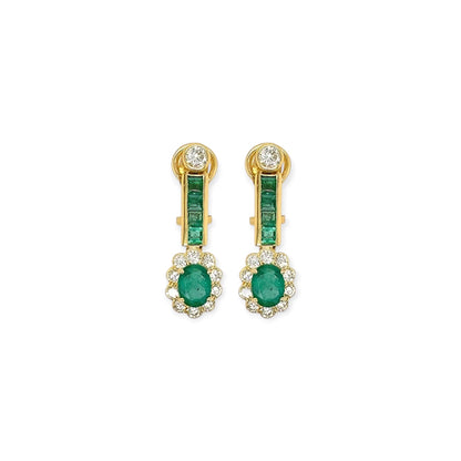 Gold Emerald Diamond Drop Earrings