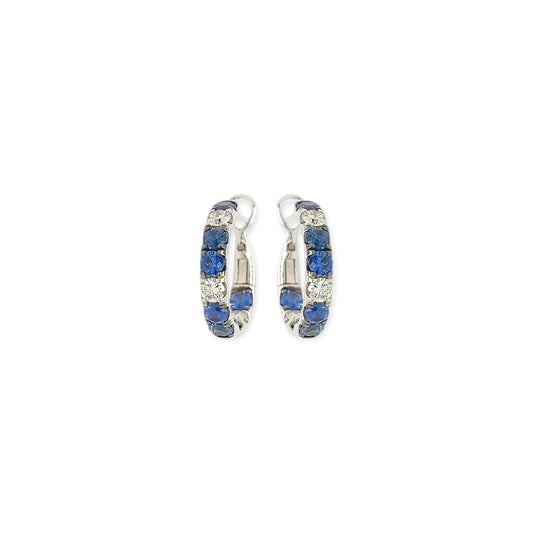 Small Sapphire Diamond Hoop Earrings