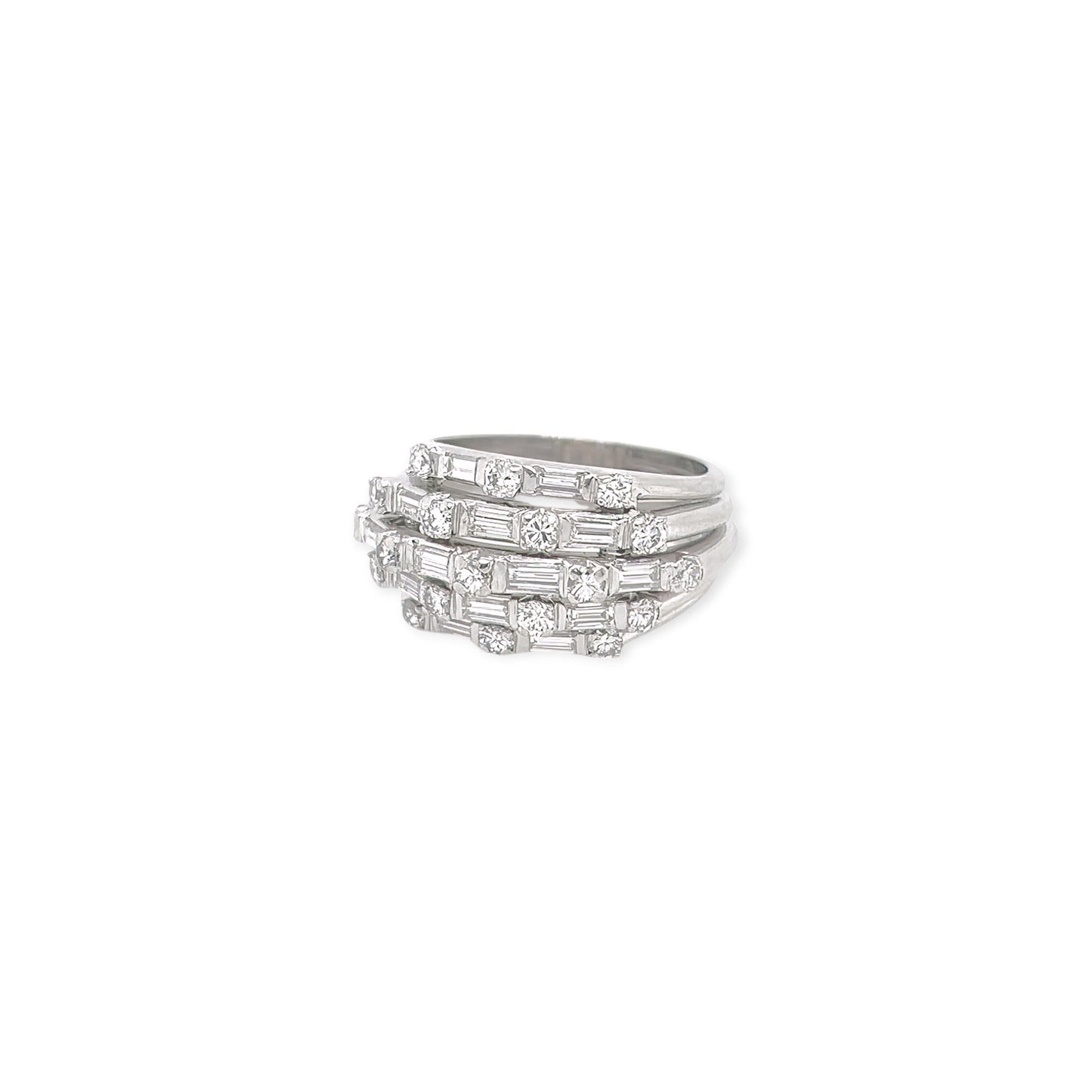 Platinum Diamond Multi Band Ring