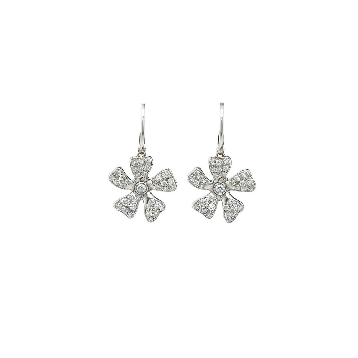 De Beers White Gold Diamond Flower Earrings