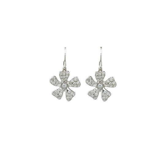 De Beers White Gold Diamond Flower Earrings