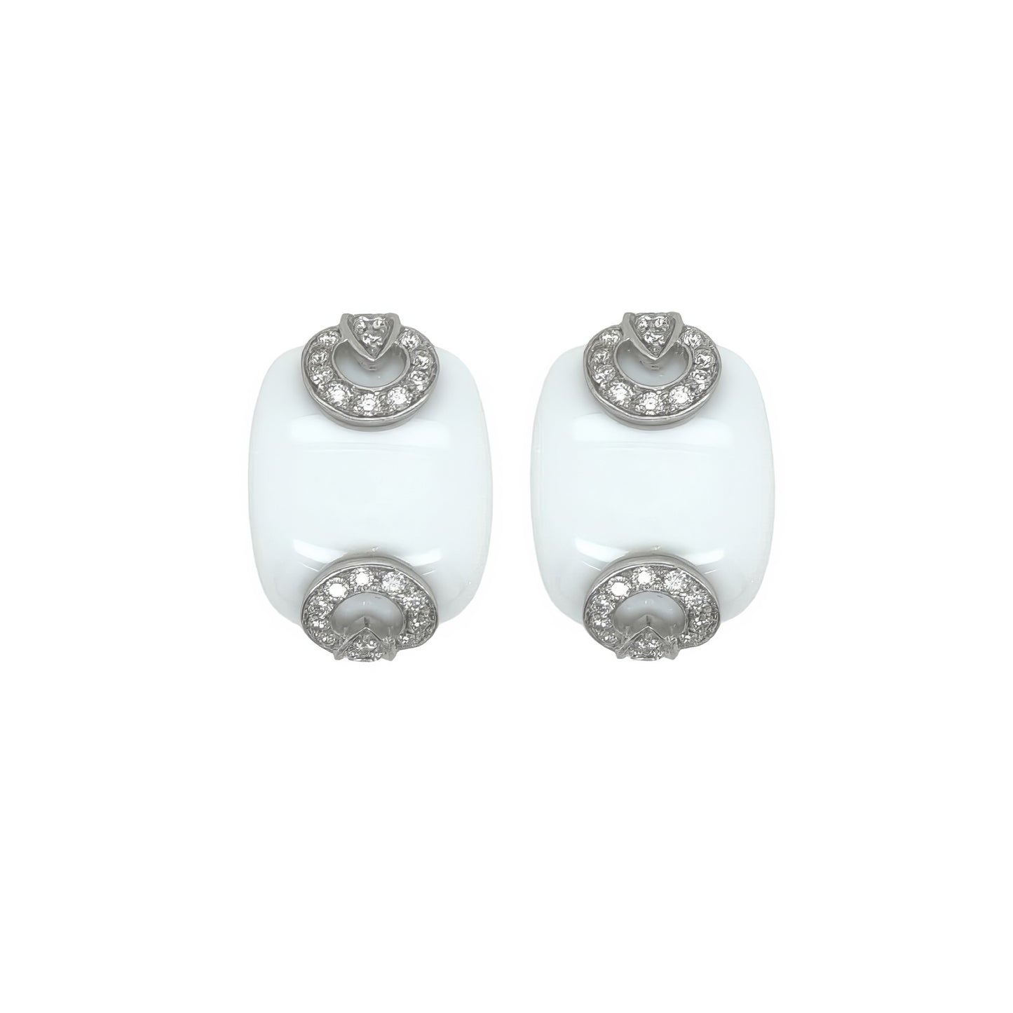 White Hardstone Diamond Earrings