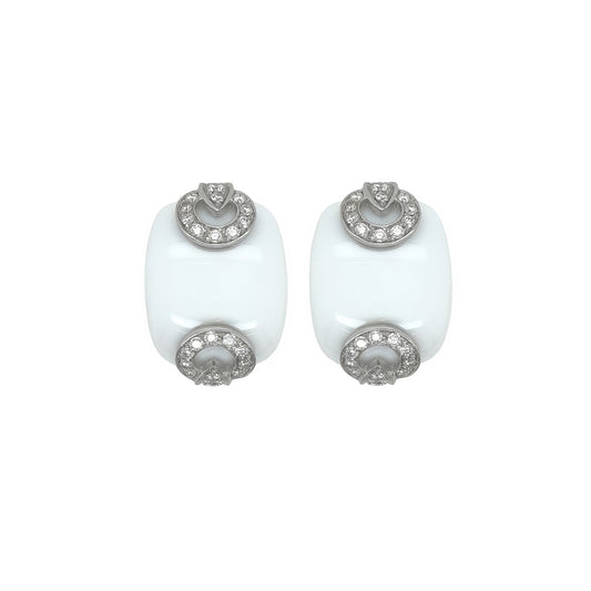 White Hardstone Diamond Earrings