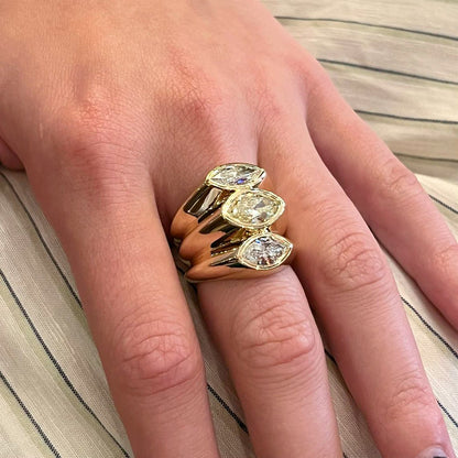 Gold Fancy Yellow Diamond Triple Band Ring