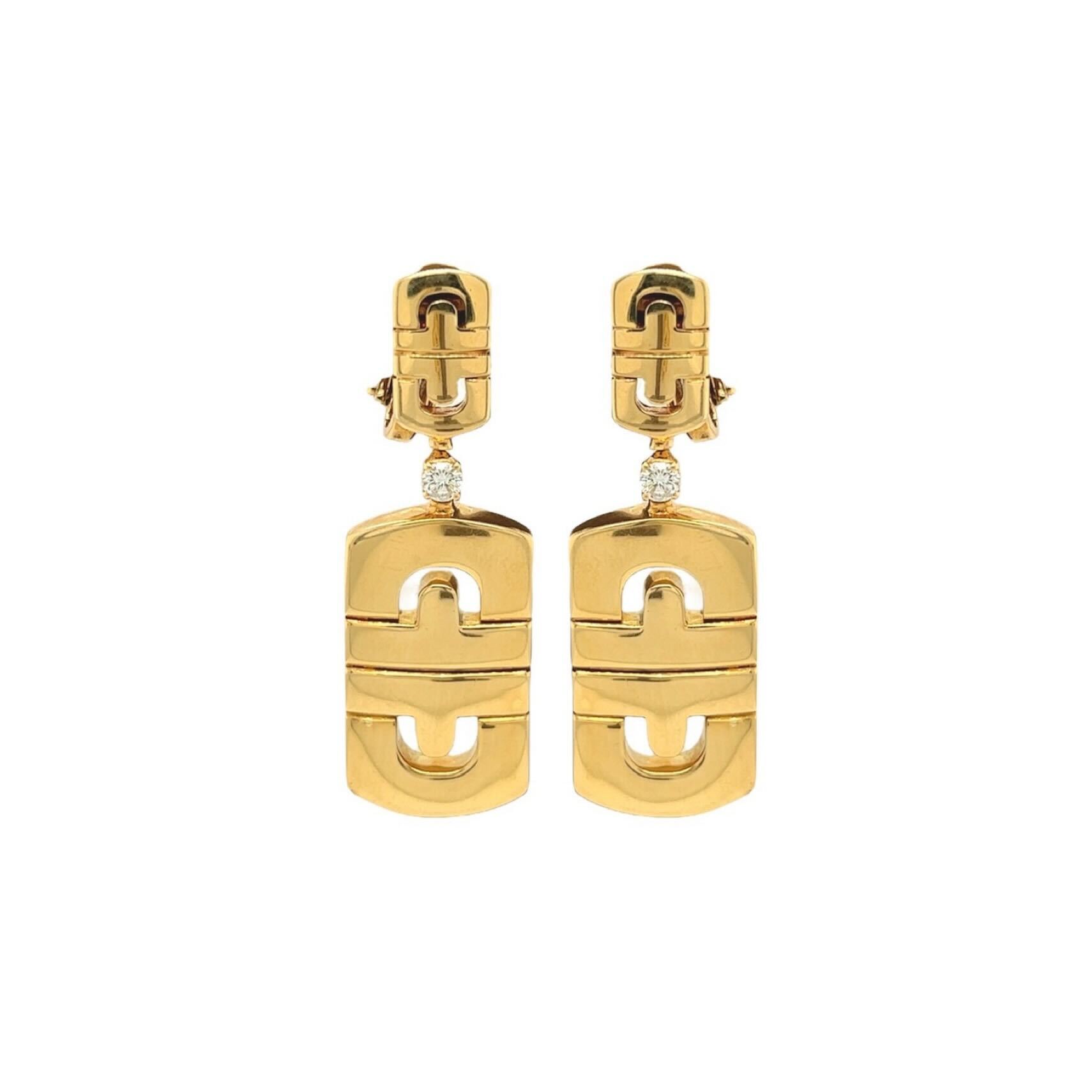 Gold Diamond Aztec Motif Earrings