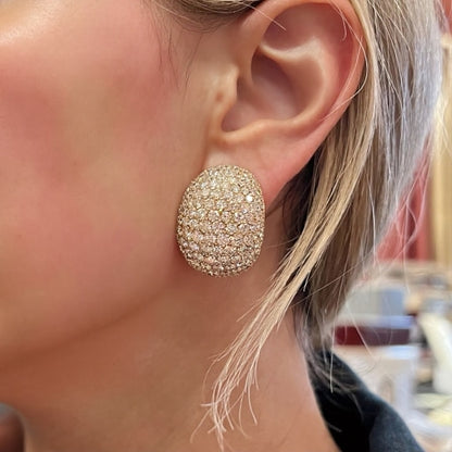 Cartier Gold Diamond Bombe Half Hoop Earrings